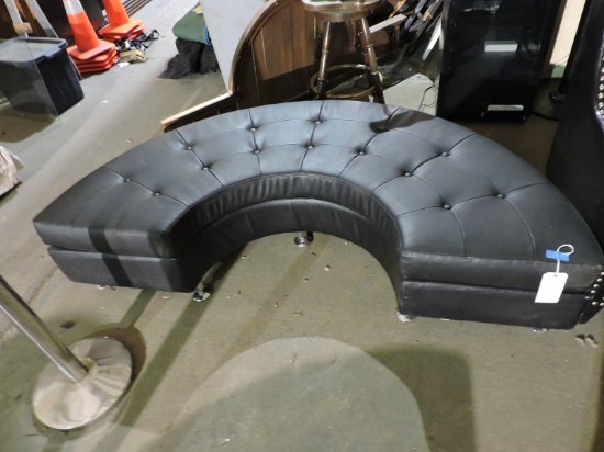 Black Half-Moon Padded Bench -- Faux Leather