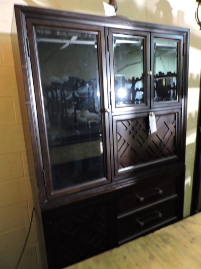 2-Piece Lighted Liquor Hutch - Approx 43" Wide X 80" Tall X 18" Deep