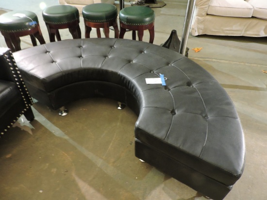 Black Half-Moon Padded Bench -- Faux Leather