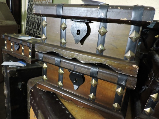 Pair of Wooden Storage Boxes -- Approx 11" Wide X 7" Deep X 6" Tall