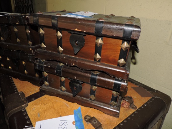 Pair of Wooden Storage Boxes -- Approx 11" Wide X 7" Deep X 6" Tall