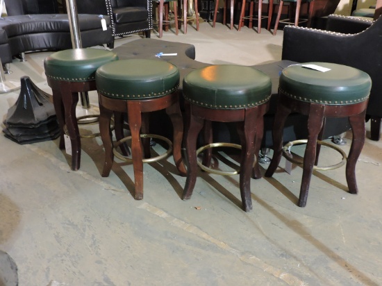 Low Bar Stools - Faux Leather & Wood - Set of 4