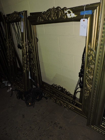 Lot of 3 Gold Picture Frames - Wired with Hanging Lights