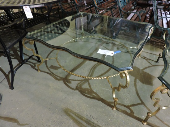 Glass & Metal Fance Coffee Table - Approx. 43" Square X 19" Tall