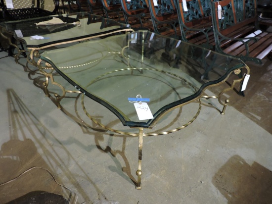 Glass & Metal Fance Coffee Table - Approx. 43" Square X 19" Tall