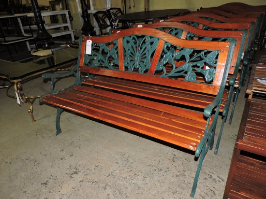 Metal & Wood Outdoor Bench -- 50" Wide