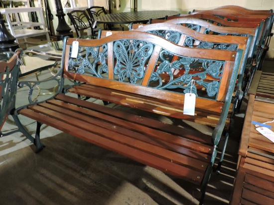 Metal & Wood Outdoor Bench -- 50" Wide