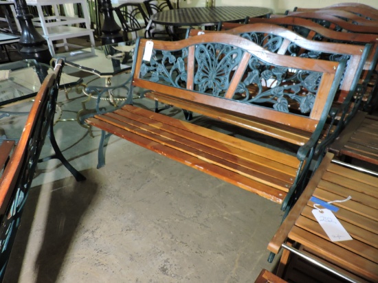Metal & Wood Outdoor Bench -- 50" Wide