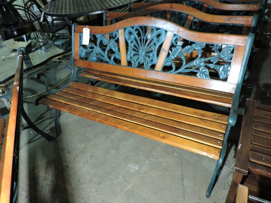 Metal & Wood Outdoor Bench -- 50" Wide