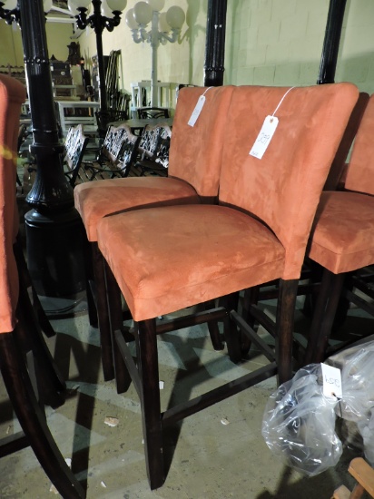 Pair of Padded Bar Stools - Microsuede - 30" Seat Height - 45" Back