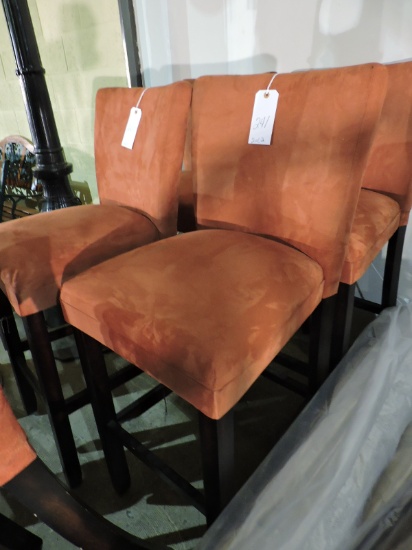 Pair of Padded Bar Stools - Microsuede - 30" Seat Height - 45" Back