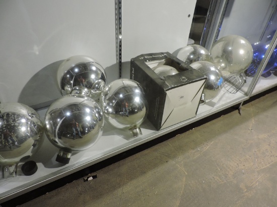 10" Gazing Balls - Giant Christmas Ornaments -- 8 Total - Silver