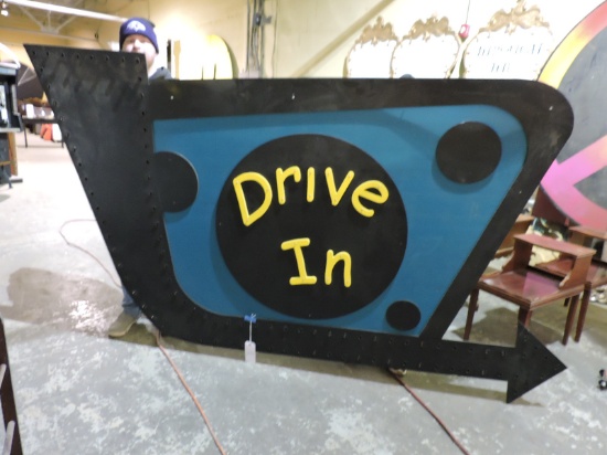 Illuminated DRIVE-IN ARROW SIGN -- 5' Tall X 8' Wide