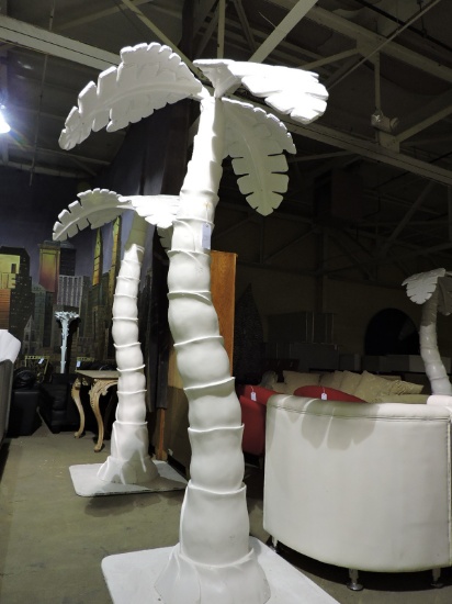 White Faux Decorative Palm Tree - Fiberglass Construction