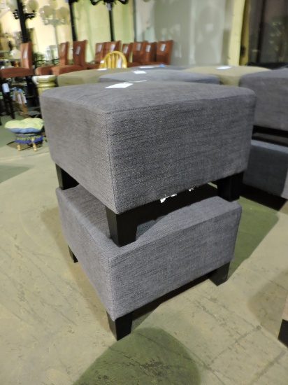 Pair of Cloth Ottomans - Approx. 22" Square X 15" Tall -- BLUE