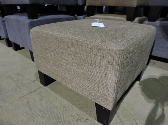 Single Cloth Ottoman - Approx. 22" Square X 15" Tall -- BROWN