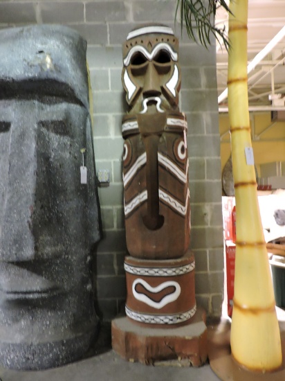 Pacific Island Style TIKI Statue - Faux -- Approx. 96" Tall