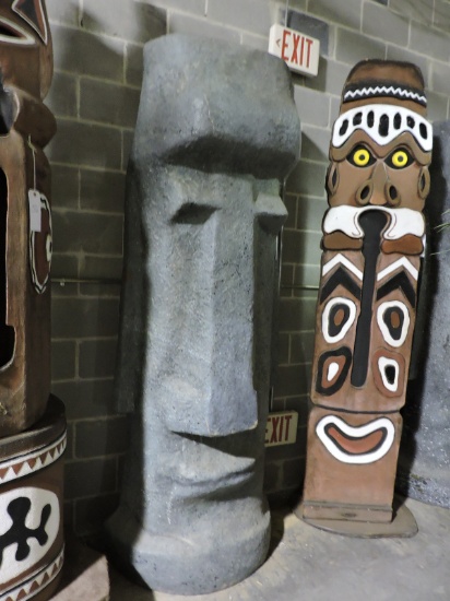 Easter Island Head Replica -- Approx. 91" Tall X 34" Wide -- Fiberglass Construction