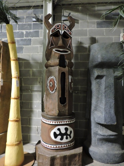 Very Tall Pacific Island Style TIKI Statue - Faux - Approx. 113" Tall