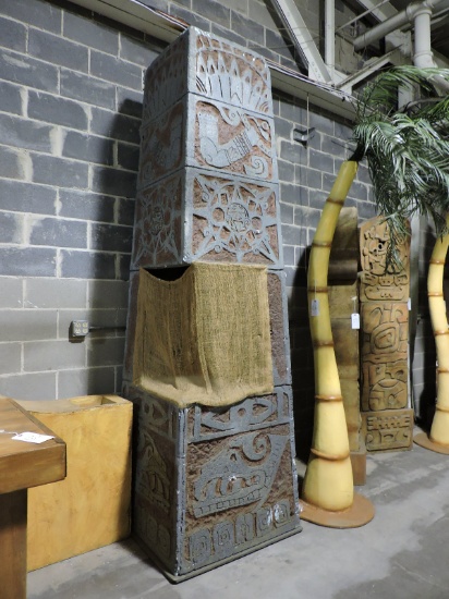 Large Mayan Temple Statue - Approx 122" Tall X 37" Square