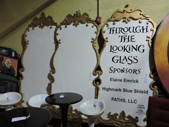 Large Ornate Painted Circus Mirrors - Set of 3