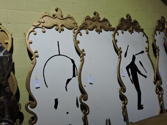 Large Ornate Painted Circus Mirrors - Set of 3