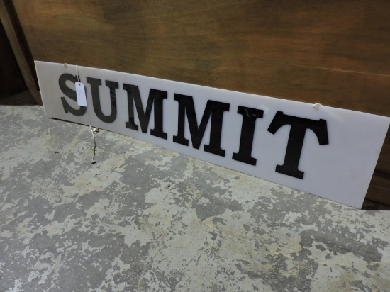SUMMIT' Sign - Plexiglass -- Approx. 63" Wide X 12" Tall