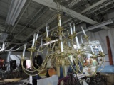 Large Brass-Finish Chandelier