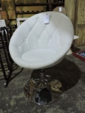 Single 'DR EVIL' Style Adjustable Chair - White Faux Leather