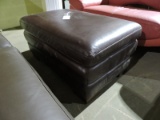 Brown Faux Leather Ottoman - Approx. 39