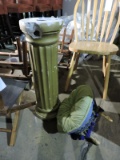 Column Pedestal and Foot Stool - Both Damaged