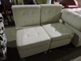 Pair of White Faux Leather Chairs - Modern