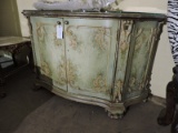 French Provincial Style Cabinet / Side Board with Glass Top - Nicks and Scratche