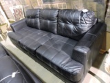 Black Faux Leather Sofa - with Legs - Approx. 82