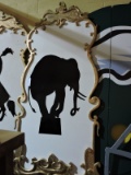 Single Ornage Painted Circus Mirror - ELEPHANT
