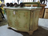 French Provincial Style Cabinet / Side Board with Glass Top