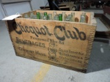 ANTIQUE WOODEN SODA CASE - CLICQUOT CLUB with Glass Bottles