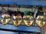 Set of 4 GOLD MARDI GRAS MASKS - Approx. 21