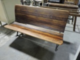 Antique Folding Double School Bench - Wood & Iron