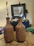 Pair of 1950's Original Cork Lamps