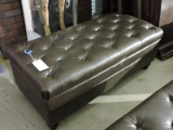 Large FAUX LEATHER TUFTED OTTOMAN - Approx. 48