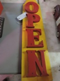 VINTAGE WOODEN 'OPEN' SIGN / Approx. 35