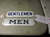 GENTLEMEN and MEN Porcelain Signs - Set of 2 / Vintage