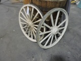 Pair of WAGON WHEELS - One Real / One Prop