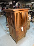 ECLECTIC Tall Side Table with Display Area - Very Good Condition