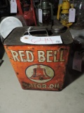 RED BELL MOTOR OIL 2-Gallon Metal Antique Can with Spout