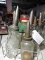 ANTIQUE 4-Quart Glass & Metal Auto Fluid Bottles in Rack