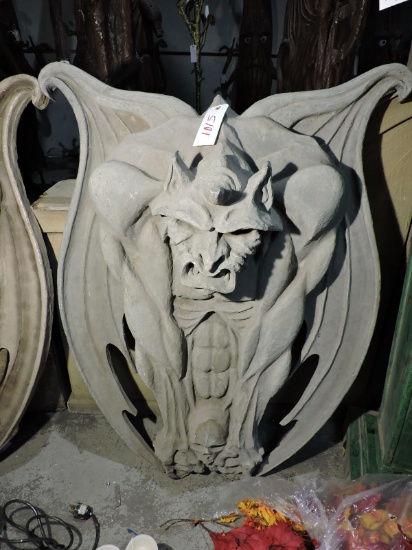 Large GARGOYLE Wall Hanging -- Fiberglass construction, 48" Tall X 36" Wide.
