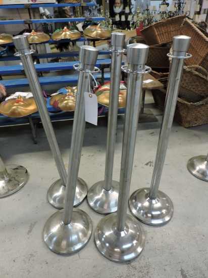 Lot of 5 Old-School Stanchion Poles - 40" Tall / NO ROPES