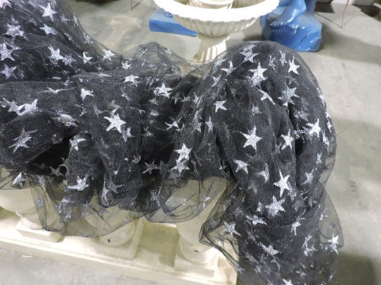 3 Large Bolts of Material - Silver Stars on Black Mesh